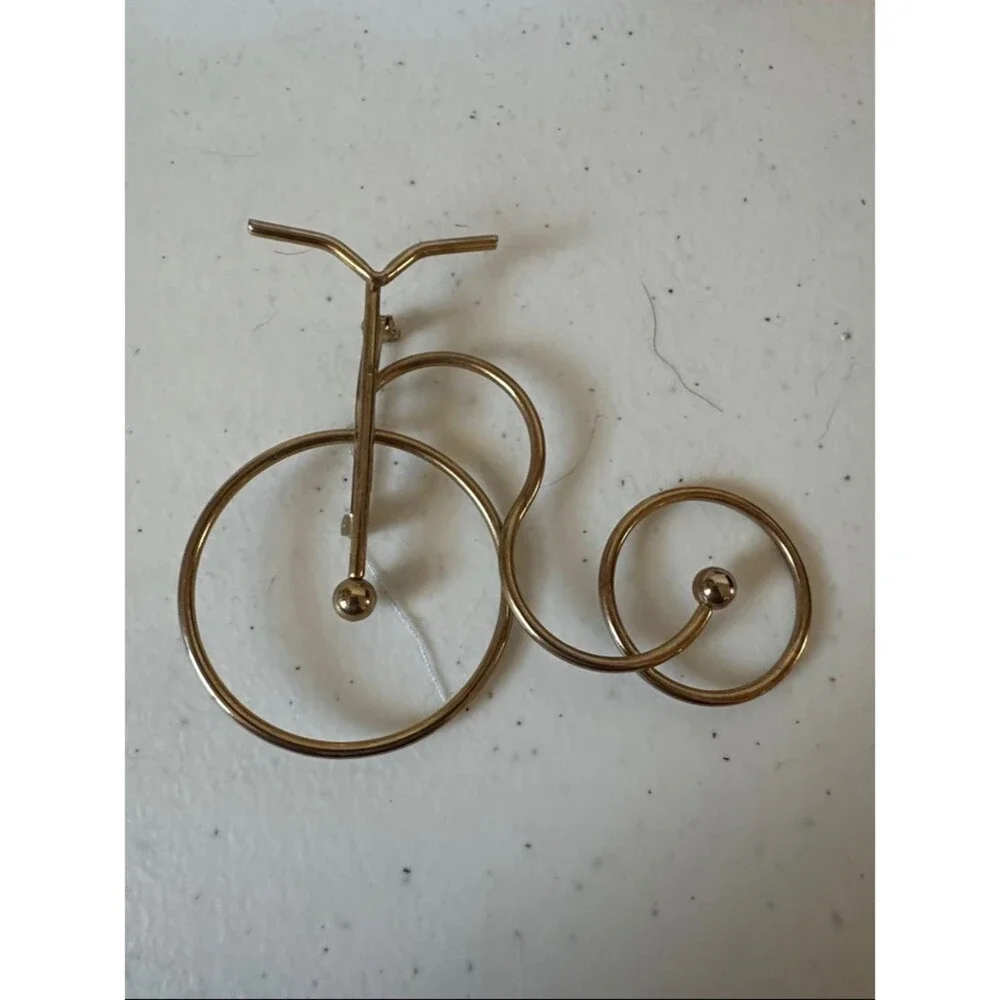 Gold Wire Bicycle Oversized Brooch